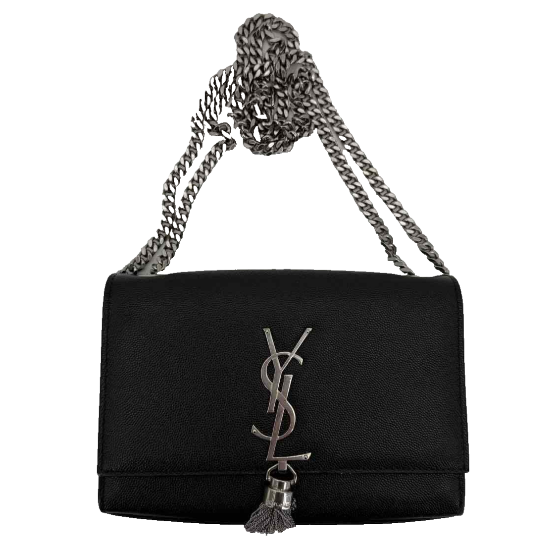 SAINT LAURENT Borsa a tracolla YSL "KATE TASSEL" usata nera (12185 78)