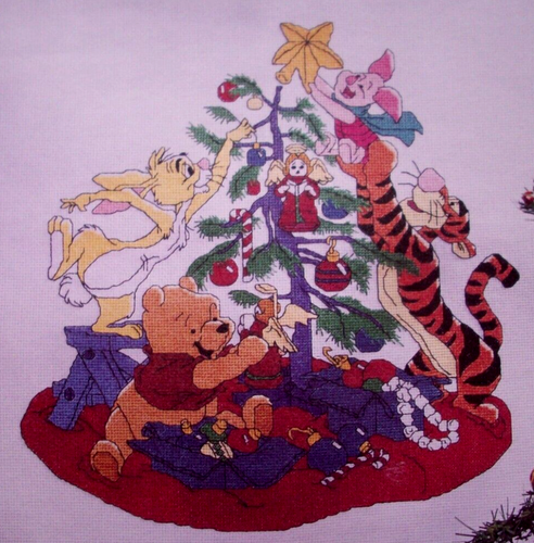 Merry Christmas to You Winnie the Pooh Tigger Piglet Eeyore cross stitch pattern - Picture 2 of 6