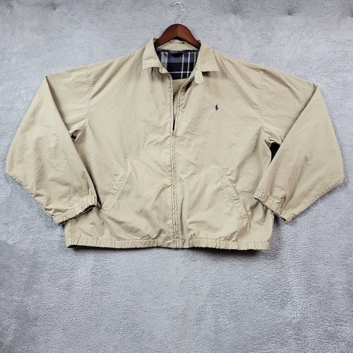 Vintage Polo By Ralph Lauren Jacke Herren XL hellbraun Windbreaker Baumwolle