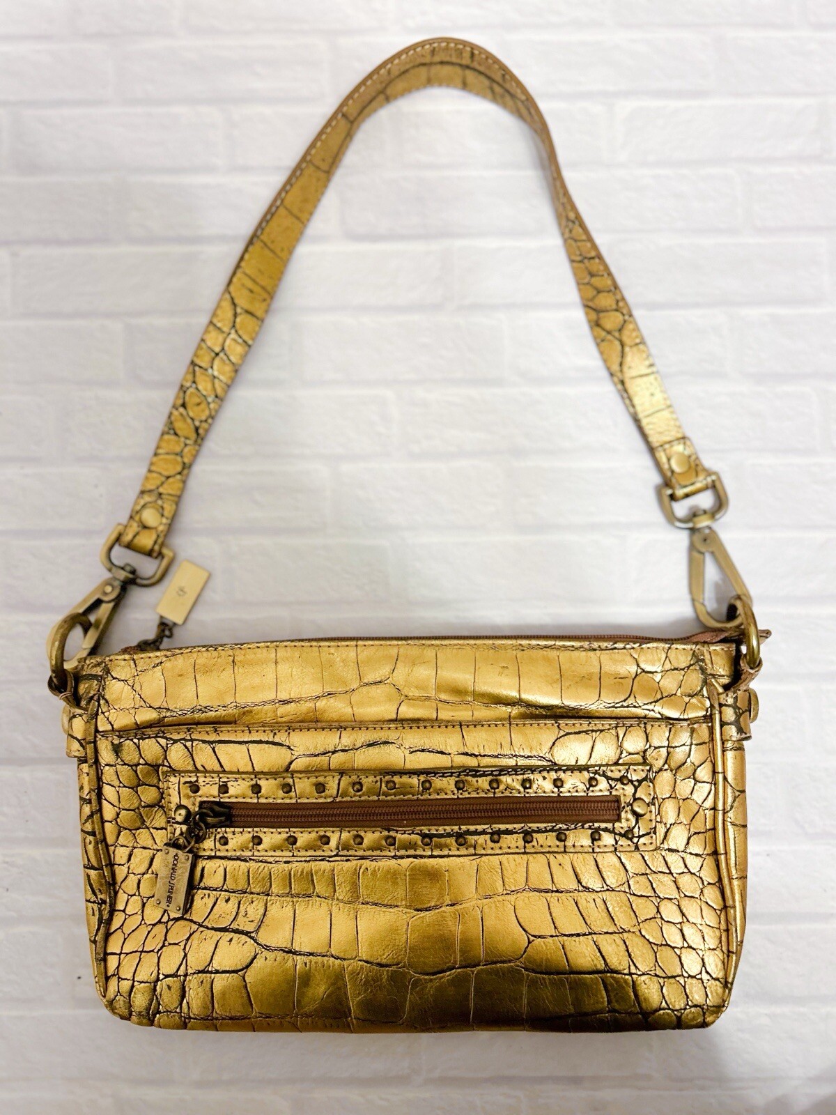 Donald J. Pliner | Bags | Donald J Pliner Gold Emb Alligator Leather Purse