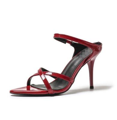 Women Fashion New Pointed Open Toe Slim Heel Sandals Cross Strap Sandals Shoes