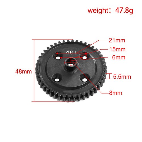 46T 48T Steel Center Differential Large Gear Steel Gear for KM 1/7 Rally E8082 - Picture 6 of 7
