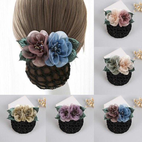 Women Girl Satin Bow Cover Bowknot Barrette Hair Clip Bowknot Net Hair Bun Snood - Picture 5 of 79
