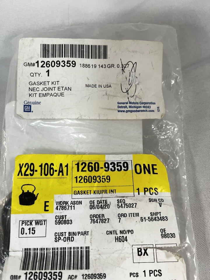 Junta colector de admisión plenum motor superior GMC Saturn 3,6 L OEM GM 12609359 Foto 2 de 3