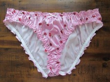 PINK Floral, Rose Print Ruched Taffeta Bow Pastoral Romantic sissy panties XL