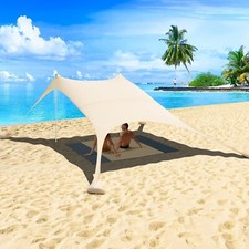 Tienda de Playa Almeja de Playa con Protección UV para 4 Personas Playa Sol Beige B406