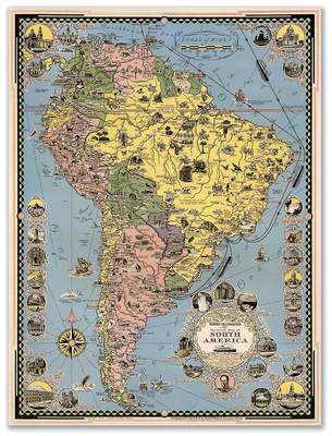 Cruise Lines MAP of South America CHILE BRAZIL BOLIVIA PERU ARGENTINA circa 1942