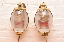Anheuser Busch Budweiser King of Beers Wall Sconce Bar Light Pair of Two Vintage
