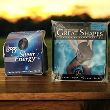 Vintage 1980's/1990's 2 Pairs Of Black Sheer Pantyhose Size C/Q