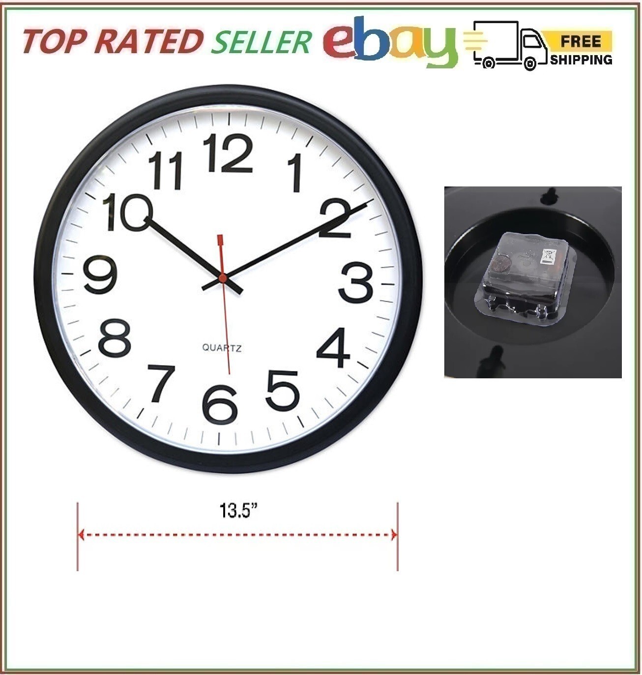Universal Indoor/Outdoor Clock, 13 1/2", Black