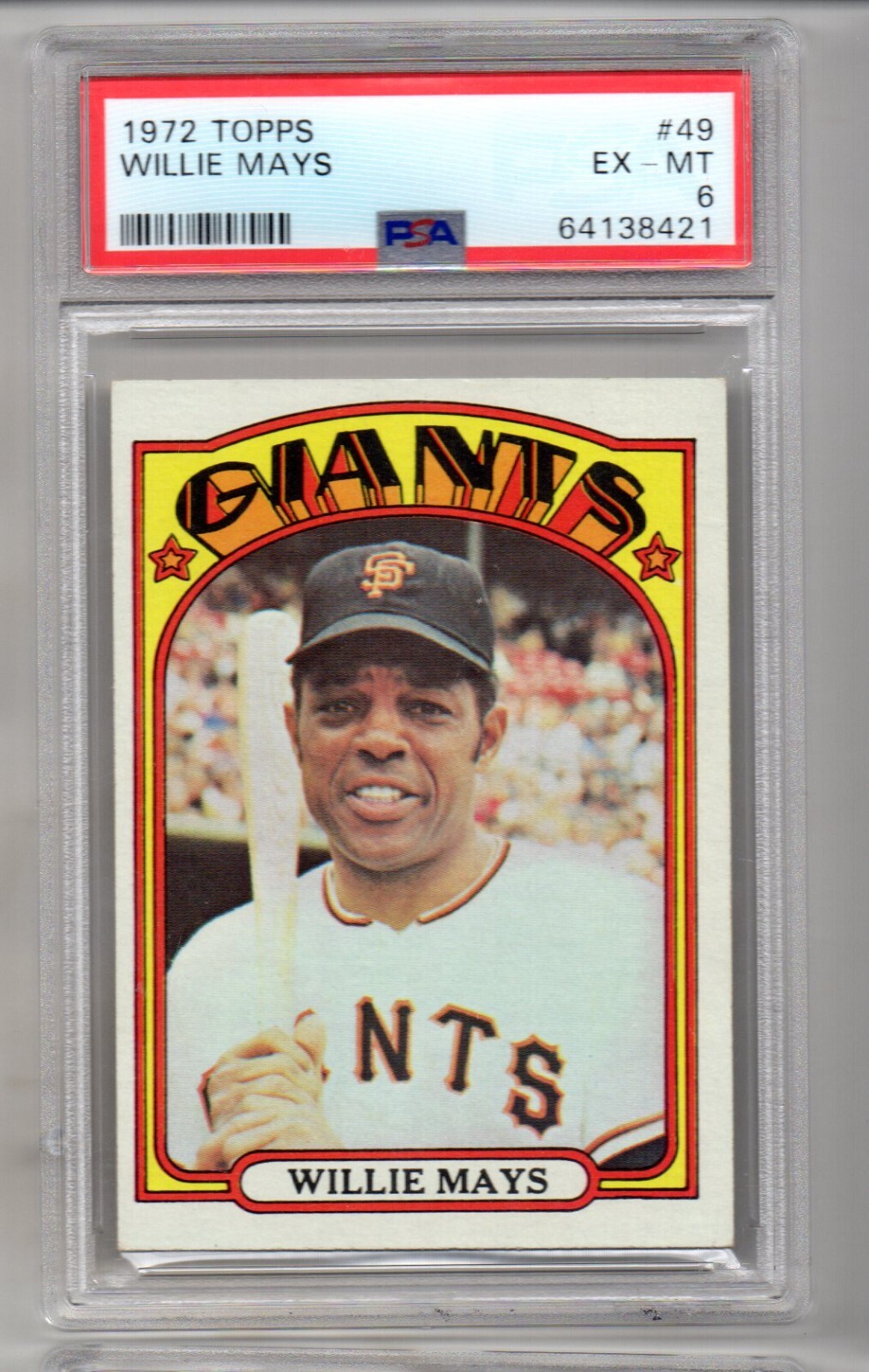 1972 Topps Willie Mays #49 PSA 6 VINTAGE 1970S HOF MVP 5357
