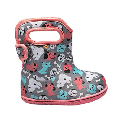 GIRLS BABY BOGS PUPPY GREY WATERPROOF INSULATED WELLIES WASHABLE BOOTS  72608 074 UK