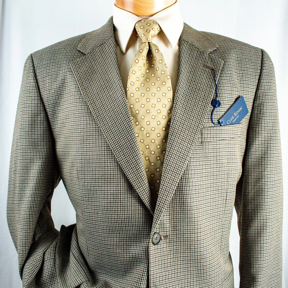 CLUB ROOM Nuevo Abrigo Chaqueta Hombre Oliva Taupe Borgoña Espiga 2 Botones 42 S Foto 3 de 4