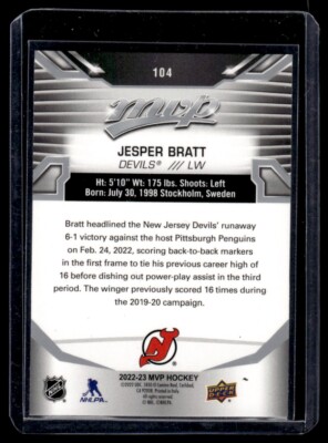 2022-23 Upper Deck MVP Jesper Bratt #104 New Jersey Devils | eBay