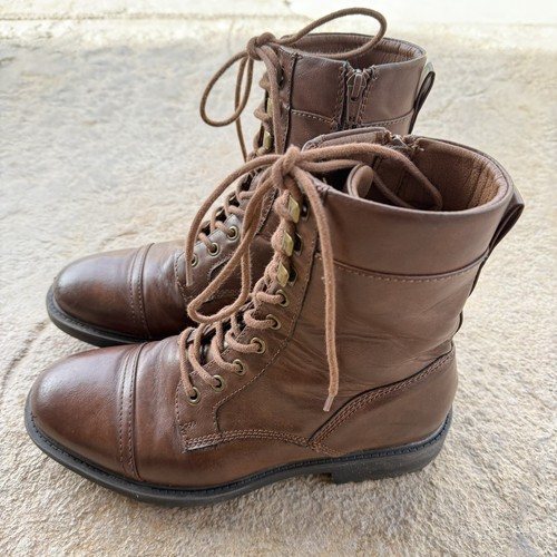 Frye and Co Men’s Kane Cap Toe Lace Up Zip Brown Boots Size 8 M
