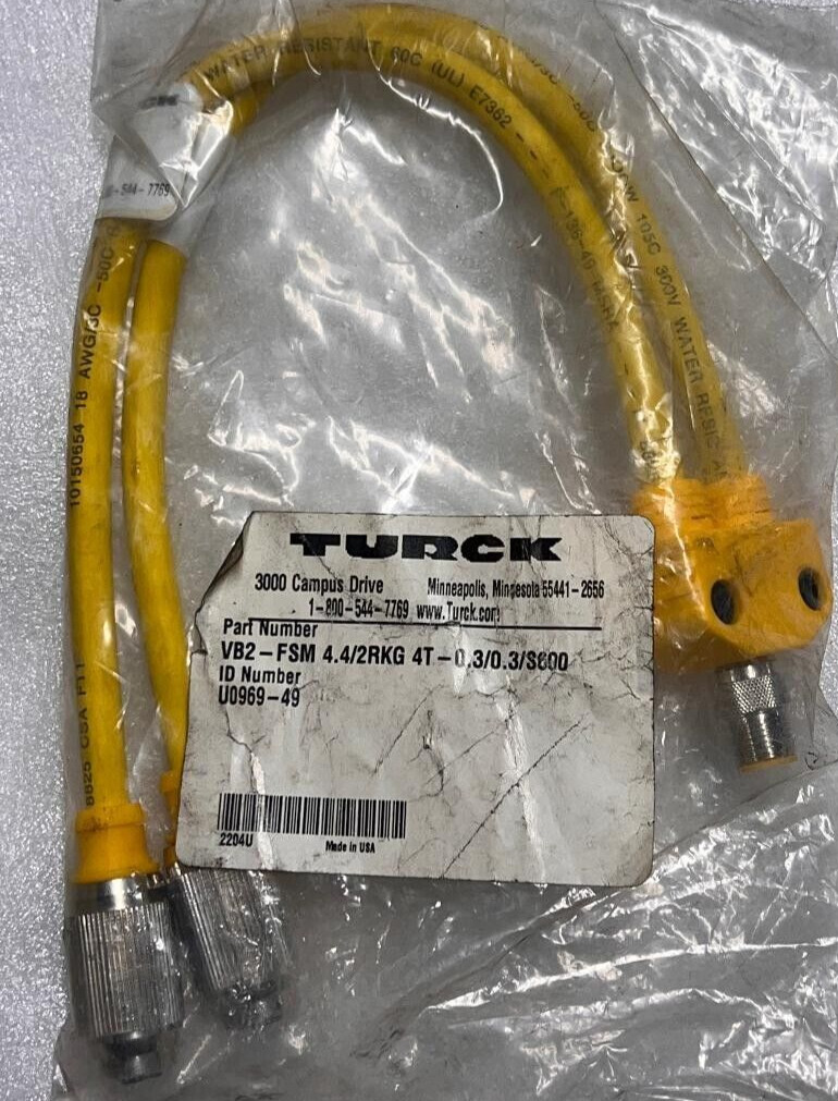 TURCK VB2-FSM 4.4/2RKG 4T-0.3/0.3/S600 TWIN JUNCTION CORDSETS