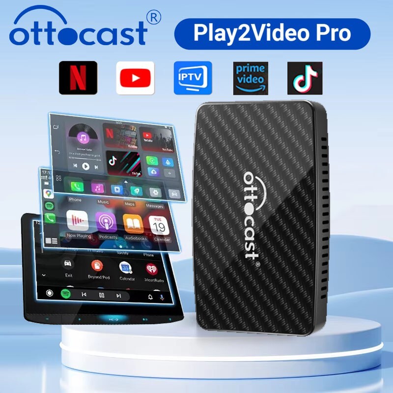 NEW Ottocast AIBox Wireless AA+CarPlay Adapter Multimedia w/Tiktok+Prime TV+YT