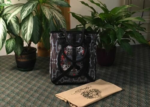 VINTAGE Y2K ED HARDY VINYL SHOULDER TOTE BAG PURSE LOVE KILLS