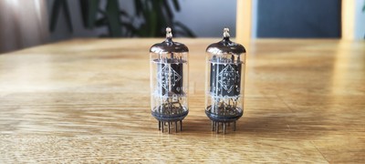 TELEFUNKEN ECC83 12AX7 Long Smooth Plates 17mm NOS Matched Pair 1967