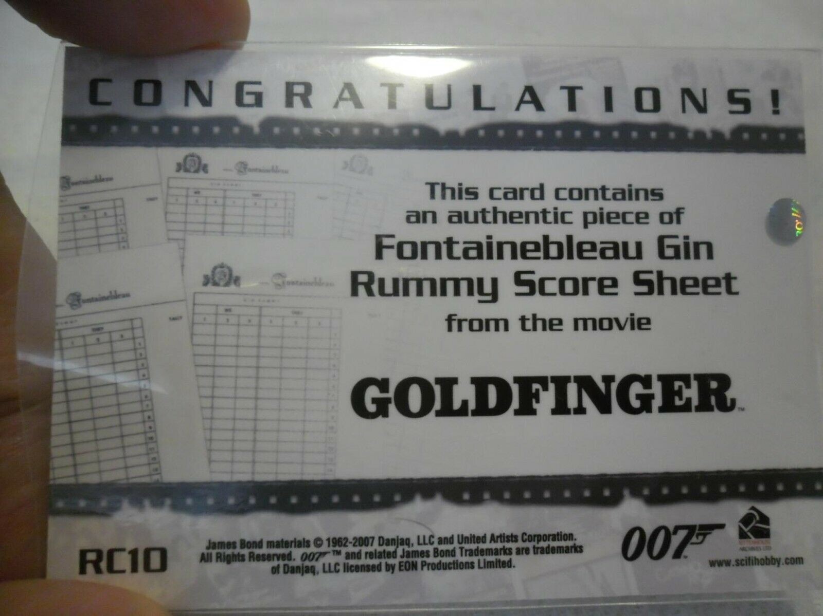 RARE GOLDFINGER JAMES BOND GIN RUMMY SCORE SHEET REAL MOVIE PROP CARD Rare goldfinger james bond gin rummy score sheet real movie prop card