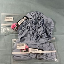 2 Osvyo Cotton Chemo Turbans Headwear Blue Beanie Hat Cap for Cancer Patient Q3