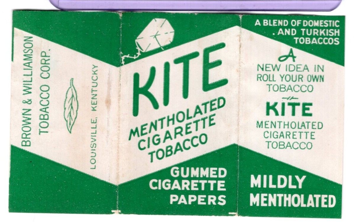 KITE Mentholated Cigarette Tobacco Papers VINTAGE Brown Williamson  Louisville KY