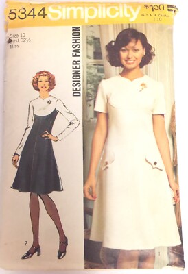 Simplicity Pattern 5344 Women s Dress Short Designer Fashion Sz 10 Preowned Flaw