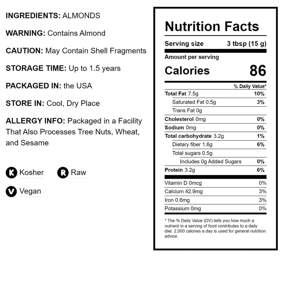 Harina de almendras sin blanquear de California - kosher, cruda, vegana - por Food to Live Foto 4 de 4