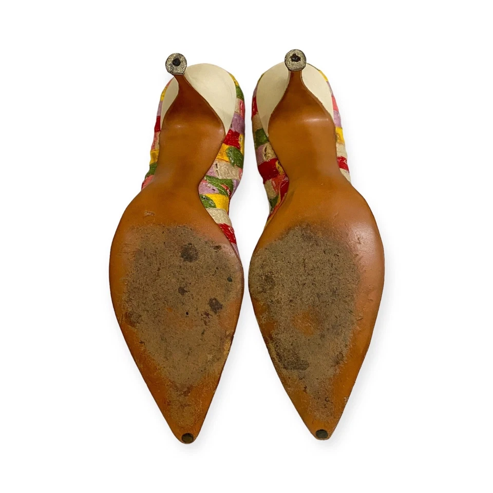 Zapatos de salón DeLiso Debs de Palter/Deliso Aria vintage, en bordado multicolor, talla Foto 4 de 4