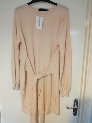 In The Style Dani Dyer Maternity Brushed Rib Tie Waist Dress Size 16 BNWT  UK