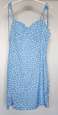 Shein Light Blue Animal Print Mini Dress With Straps - Size-L