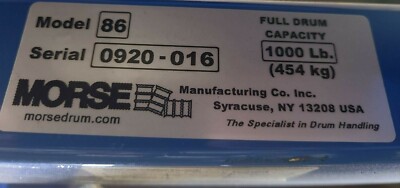 Morse 86 Series Drum Lifter,1000 Lb. Load Capacity Brand New PICK