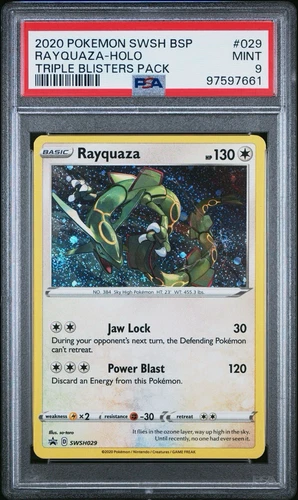 2020 Pokemon - Rayquaza SWSH029 - Black Star Promo Triple Blister  - PSA 9 - MN