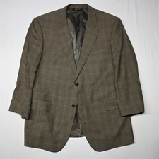 Jos A Bank 46R Brown Plaid 100 Wool Mens Blazer Sport Coat Jacket