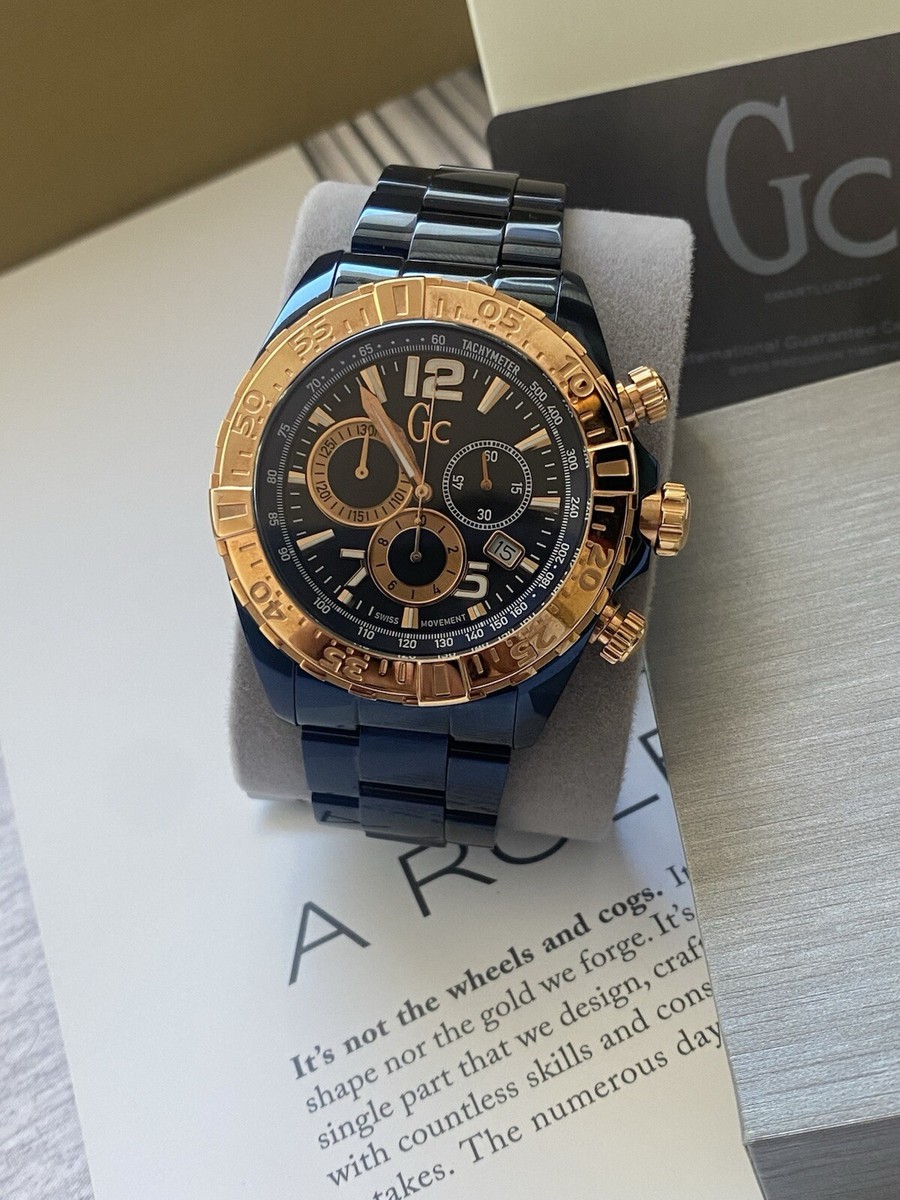 GUESS COLLECTION Men's Quartz Blue Crystal Watch Crown 100m