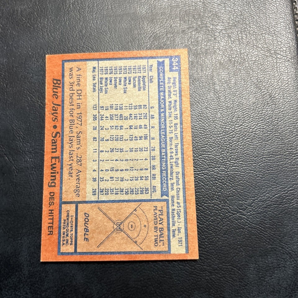 344 Sam Ewing Toronto Blue Jays 1978 Topps Baseball Card Cb16 eBay