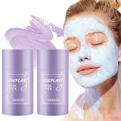 02 x Moisturizing Eggplant Mask Solid Face Mask Stick Cleansing Mask Oil-control