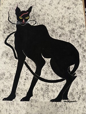 Black Cat Original Drawing, Marker Signed 18” X 12” | eBay