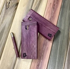 XL Exotic Purpleheart 4.5" Dugout Stashbox w Bat/One Hitter Pipe & Poker Set 