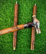 Antique Brass Axe Head Victorian Wooden Handle Style Walking Stick Cane Gift