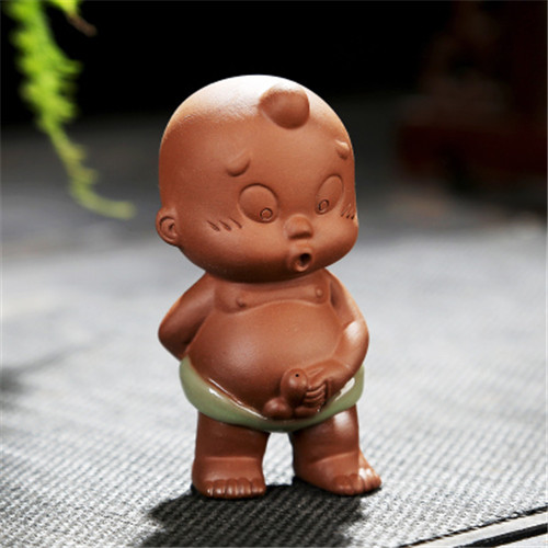 Chinese Small Monk Pee Water Squirt Tea Pet Ceramic Purple Clay