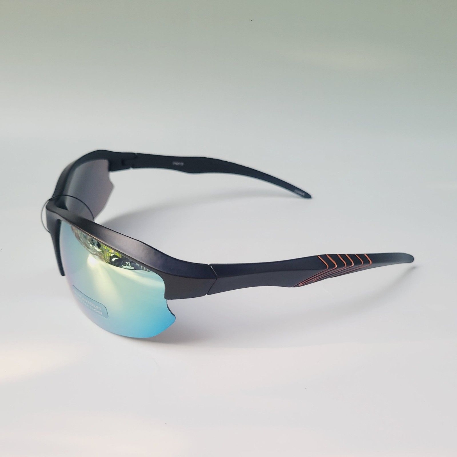 UV-protective polycarbonate half-frame wrap sunglasses in black & blue  -image