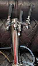 Chrome Stainless Steel Keg Draft Bar Pub Tavern Beer Tower Triple 3 Faucet Tap
