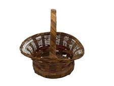 Vintage Wicker 8" X 6" Basket w/ Handle - Decorative Woven Storage Bin