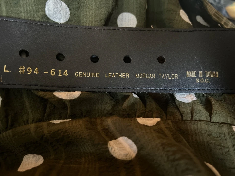 Cinturón Y2K Macy’s 1994 Declaración Morgan Taylor Negro Gamuza Dorado GLAM Cinturón Ancho L Foto 3 de 4