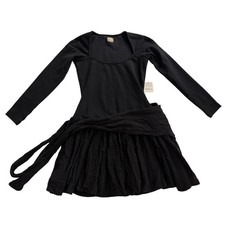 Free People Black Long Sleeve Tunic Drop Waist Dress Size Small