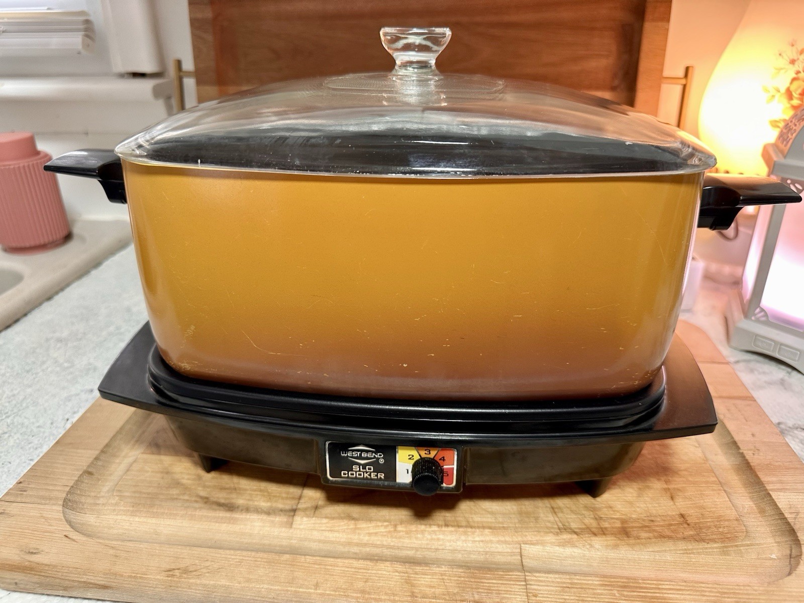 Vintage West Bend 6 Qt Slow Cooker Rectangle Crock Pot Orang