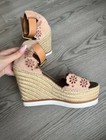 See by Chloé Women’s Floral Leather Wedge Sandals Ankle Strap Buckle 7.5 — photo 8
