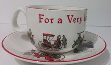 Poole Pottery Victorian Cars Themed Mug and Saucer Beautiful Condition No Chips