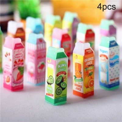 4pcs 1/12 Dollhouse Miniature ABS Juice Carton Bottle Drink Food Accessories XN